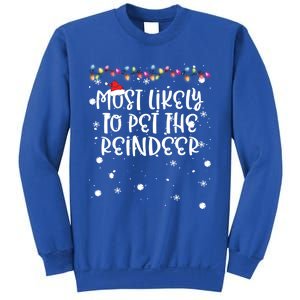 Most Likely To Pet Reindeer Christmas Funny Family Matching Gift Sweatshirt