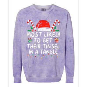 Most Likely To Get Their Tinsel In A Tangle Family Christmas Colorblast Crewneck Sweatshirt