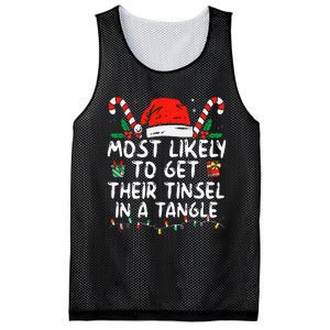 Most Likely To Get Their Tinsel In A Tangle Family Christmas Mesh Reversible Basketball Jersey Tank