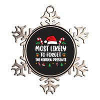 Most Likely To Forget The Hidden Presents Family Pajama Metallic Star Ornament