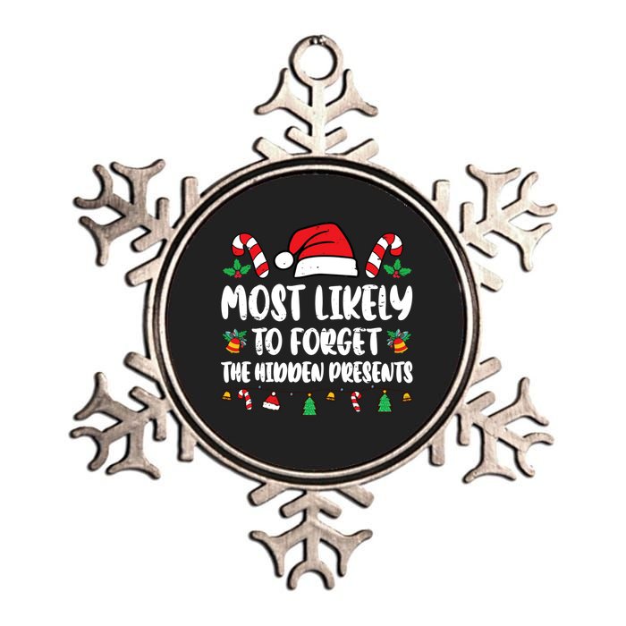 Most Likely To Forget The Hidden Presents Family Pajama Metallic Star Ornament