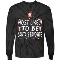 Most Likely To Be SantaS Favorite Funny Family Christmas Tie-Dye Long Sleeve Shirt