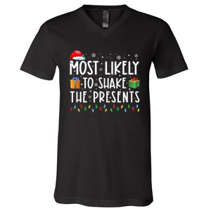 Most Likely To Shake The Presents Family Matching Christmas V-Neck T-Shirt