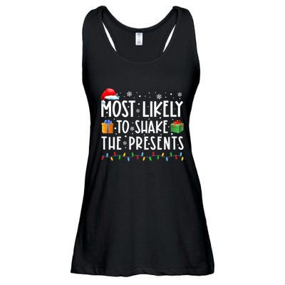 Most Likely To Shake The Presents Family Matching Christmas Ladies Essential Flowy Tank