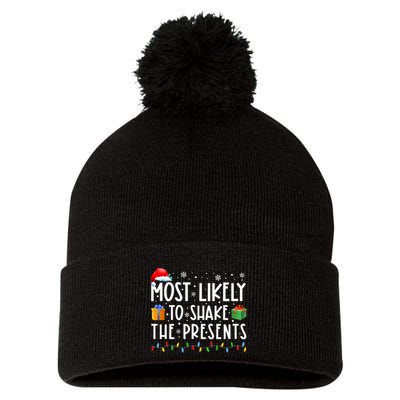 Most Likely To Shake The Presents Family Matching Christmas Pom Pom 12in Knit Beanie