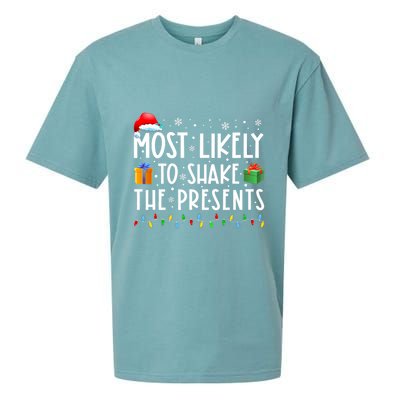 Most Likely To Shake The Presents Family Matching Christmas Sueded Cloud Jersey T-Shirt