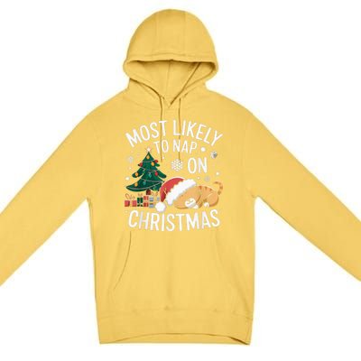 Most Likely To Nap On Christmas Matching Family Christmas Premium Pullover Hoodie