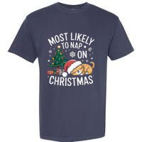 Most Likely To Nap On Christmas Matching Family Christmas Garment-Dyed Heavyweight T-Shirt