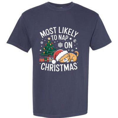 Most Likely To Nap On Christmas Matching Family Christmas Garment-Dyed Heavyweight T-Shirt