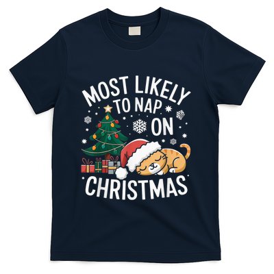 Most Likely To Nap On Christmas Matching Family Christmas T-Shirt