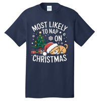 Most Likely To Nap On Christmas Matching Family Christmas Tall T-Shirt