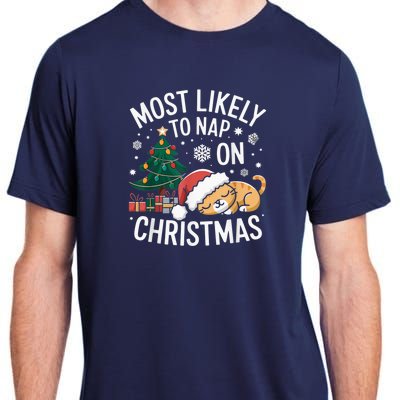 Most Likely To Nap On Christmas Matching Family Christmas Adult ChromaSoft Performance T-Shirt