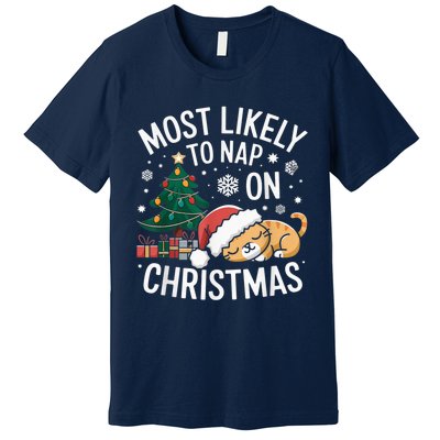 Most Likely To Nap On Christmas Matching Family Christmas Premium T-Shirt