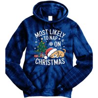 Most Likely To Nap On Christmas Matching Family Christmas Tie Dye Hoodie