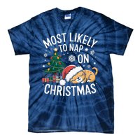 Most Likely To Nap On Christmas Matching Family Christmas Tie-Dye T-Shirt