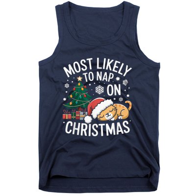 Most Likely To Nap On Christmas Matching Family Christmas Tank Top