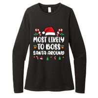 Most Likely To Boss Santa Around Christmas Family Pajamas Womens CVC Long Sleeve Shirt