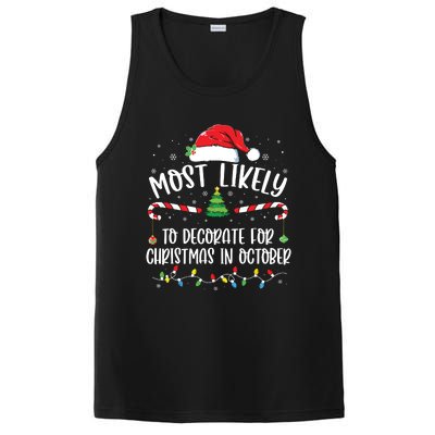 Most Likely To Decorate For Christmas In October Funny Xmas PosiCharge Competitor Tank