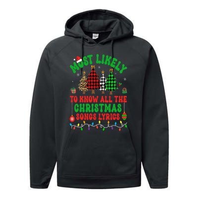 Most Likely To Know All The Christmas Songs Lyrics Pajamas Performance Fleece Hoodie