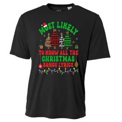 Most Likely To Know All The Christmas Songs Lyrics Pajamas Cooling Performance Crew T-Shirt