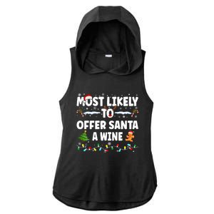 Most Likely To Offer Santa A Wine Ladies PosiCharge Tri-Blend Wicking Draft Hoodie Tank