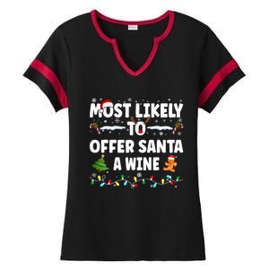 Most Likely To Offer Santa A Wine Ladies Halftime Notch Neck Tee