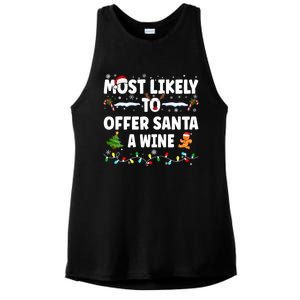 Most Likely To Offer Santa A Wine Ladies PosiCharge Tri-Blend Wicking Tank