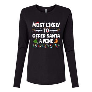 Most Likely To Offer Santa A Wine Womens Cotton Relaxed Long Sleeve T-Shirt