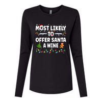 Most Likely To Offer Santa A Wine Womens Cotton Relaxed Long Sleeve T-Shirt