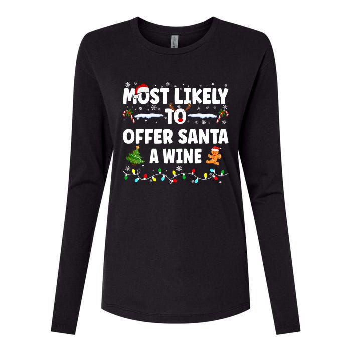 Most Likely To Offer Santa A Wine Womens Cotton Relaxed Long Sleeve T-Shirt