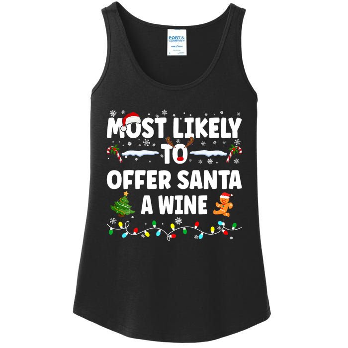 Most Likely To Offer Santa A Wine Ladies Essential Tank