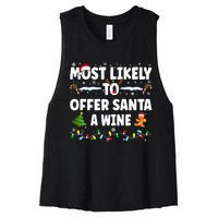 Most Likely To Offer Santa A Wine Women's Racerback Cropped Tank