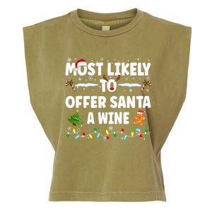 Most Likely To Offer Santa A Wine Garment-Dyed Women's Muscle Tee