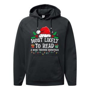 Most Likely To Read A Book Matching Family Christmas Performance Fleece Hoodie