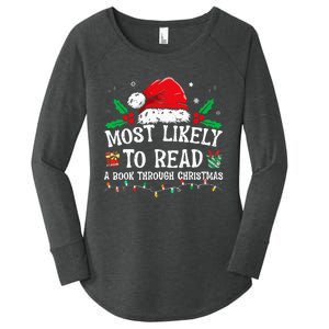 Most Likely To Read A Book Matching Family Christmas Women's Perfect Tri Tunic Long Sleeve Shirt