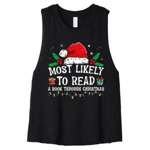 Most Likely To Read A Book Matching Family Christmas Women's Racerback Cropped Tank