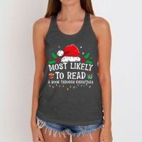 Most Likely To Read A Book Matching Family Christmas Women's Knotted Racerback Tank