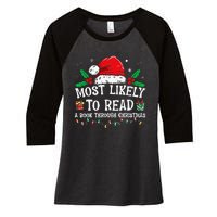 Most Likely To Read A Book Matching Family Christmas Women's Tri-Blend 3/4-Sleeve Raglan Shirt