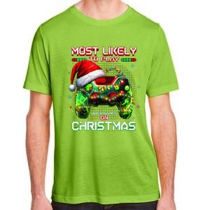 Most Likely To Play Video Games On Christmas Santa Gift Adult ChromaSoft Performance T-Shirt