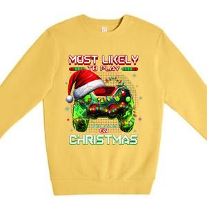 Most Likely To Play Video Games On Christmas Santa Gift Premium Crewneck Sweatshirt