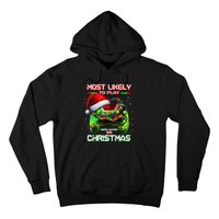 Most Likely To Play Video Games On Christmas Santa Gift Hoodie