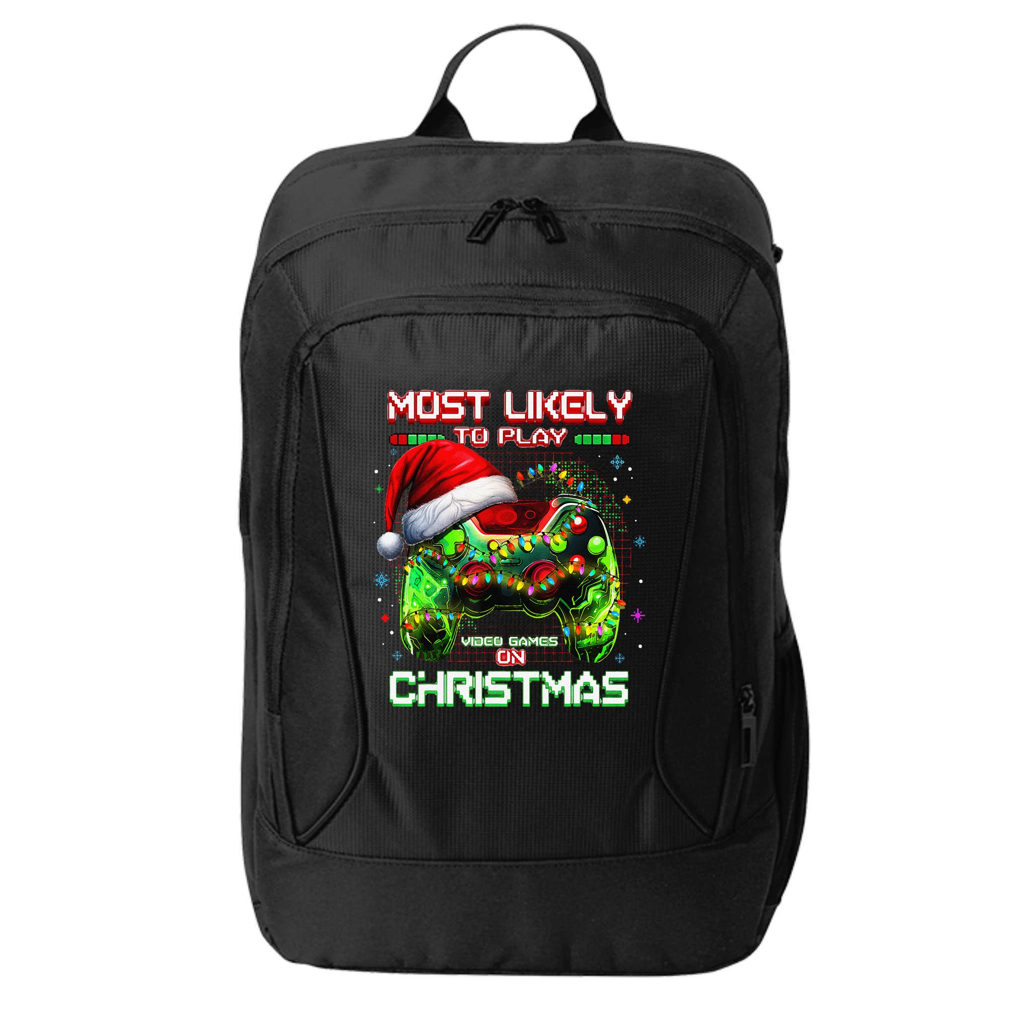 Most Likely To Play Video Games On Christmas Santa Gift City Backpack