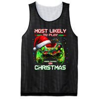 Most Likely To Play Video Games On Christmas Santa Gift Mesh Reversible Basketball Jersey Tank