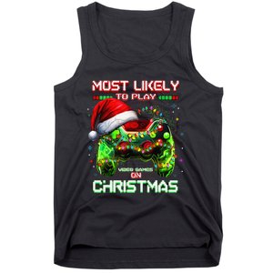 Most Likely To Play Video Games On Christmas Santa Gift Tank Top