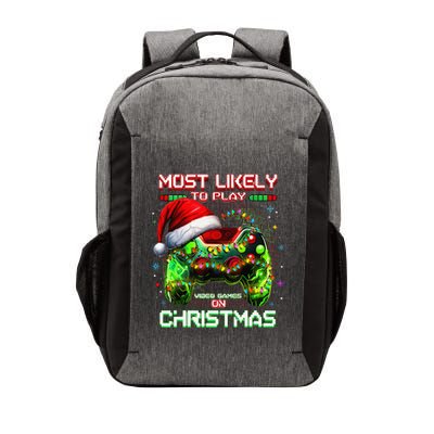 Most Likely To Play Video Games On Christmas Santa Gift Vector Backpack