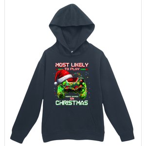 Most Likely To Play Video Games On Christmas Santa Gift Urban Pullover Hoodie