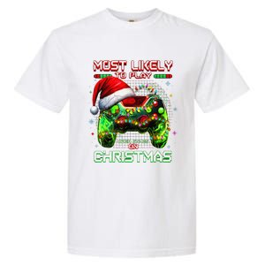 Most Likely To Play Video Games On Christmas Santa Gift Garment-Dyed Heavyweight T-Shirt