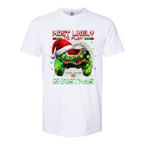 Most Likely To Play Video Games On Christmas Santa Gift Softstyle CVC T-Shirt