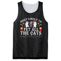 Most Likely To Pet All The Cats Cute 2025 Christmas Cat Mesh Reversible Basketball Jersey Tank