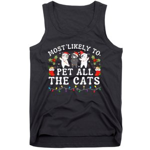 Most Likely To Pet All The Cats Cute 2025 Christmas Cat Tank Top